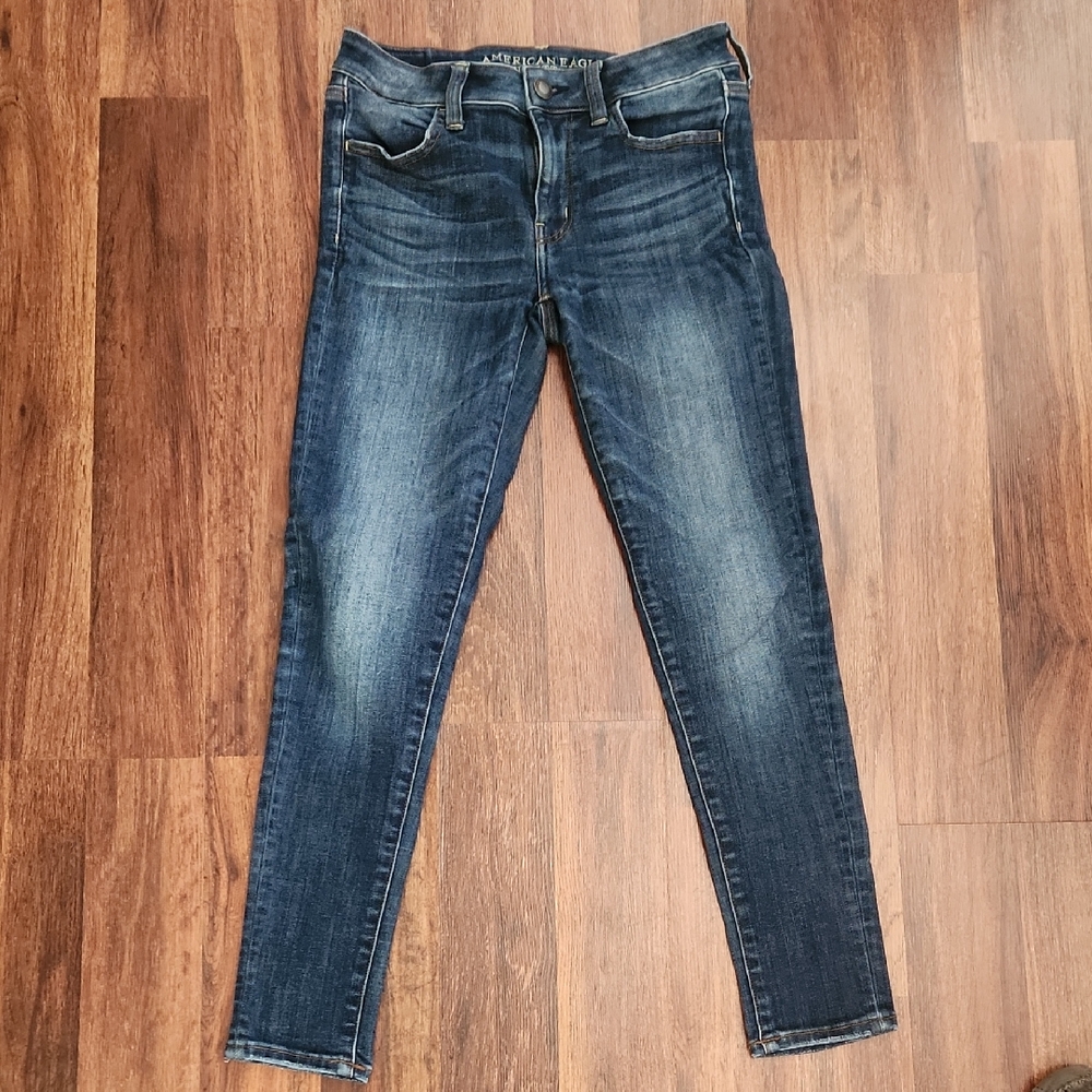 American Eagle Women's Super Super Stretch Dark Blue Skinny Jegging Size 6